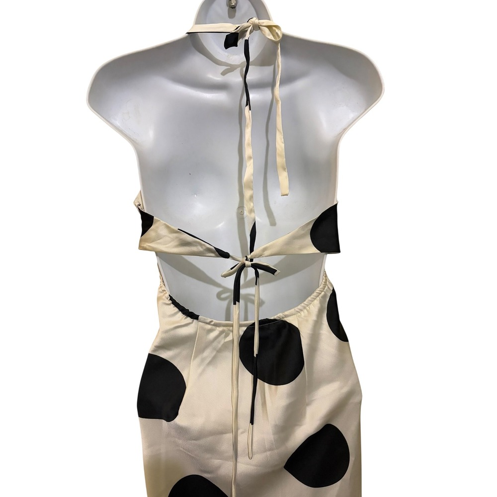 Urban Outfitters Everlight Satin Polka Dot Halter Maxi Dress Babydoll SZ Medium - Picture 8 of 11
